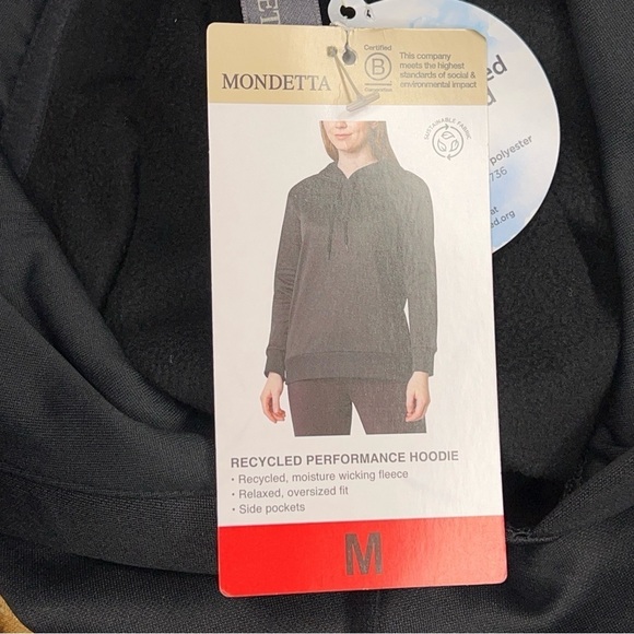 NEW MONDETTA BLACK PULLOVER HOODIE FRONT POCKET SOFT COMFORTABLE - Picture 11 of 14